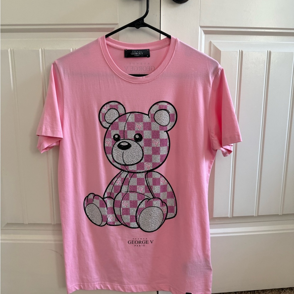 George Pink sparkle Checkered Bear T-Shirt